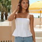 White Eyelet Embroidery Square Neck Peplum Cami Top SOLACE