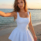 Blue Corset Bodice Pinstripe Print Bow Detail Slim Fit Mini Dress SOLACE