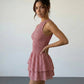 Red Smocked Gingham Tiered Ruffle Slim Fit Mini Dress SOLACE