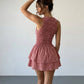 Red Smocked Gingham Tiered Ruffle Slim Fit Mini Dress SOLACE