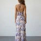 Purple Marble Print Halter Cutout Floral Spring Maxi Dress SOLACE