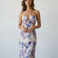 Purple Marble Print Halter Cutout Floral Spring Maxi Dress SOLACE