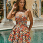 SOLACE  Yellow Floral Print Corset Bustier Flared Vacation Mini Dress?