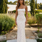 White Romantic Ditsy Floral Stretch Knit Bodycon Brunch Maxi Dress SOLACE