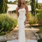 White Romantic Ditsy Floral Stretch Knit Bodycon Brunch Maxi Dress SOLACE