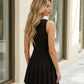 Black Sleeveless Crew Neck Gold Bow Details Mini Dress SOLACE
