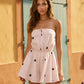 Pink Polka Dot Strapless Bow Tie Waist Romper SOLACE