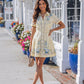 Floral Embroidered Belted Ruffle Hem Shirt Mini Dress OMFORT