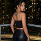 Black Corset with Structured Boning Slim Fit Cropped Corset Top SOLACE