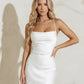 White Satin Cowl Neck Backless Slim Fit Mini Dress SOLACE