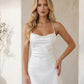 White Satin Cowl Neck Backless Slim Fit Mini Dress SOLACE
