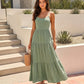 Sage Green Flowy Linen Blend Relaxed Fit Maxi Dress OMFORT