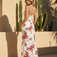 SOLACE  Floral Print Tie Strap Square Neck Split Bodycon Maxi Dress?