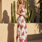 SOLACE  Floral Print Tie Strap Square Neck Split Bodycon Maxi Dress?
