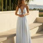 SOLACE  Stripe Halter Neck Deep V Cutout Smocked Back Maxi Dress?
