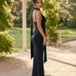 SOLACE  One-Shoulder Scarf Detail Ruched Maxi Dress?