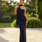 SOLACE  One-Shoulder Scarf Detail Ruched Maxi Dress?