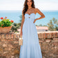 Strapless Twist Front Cutout Tiered Maxi Dress OMFORT