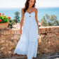 Strapless Twist Front Cutout Tiered Maxi Dress OMFORT
