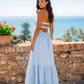 Strapless Twist Front Cutout Tiered Maxi Dress OMFORT