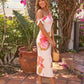 White Floral Print One-Shoulder Bodycon Maxi Dress OMFORT
