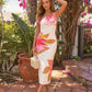 White Floral Print One-Shoulder Bodycon Maxi Dress OMFORT