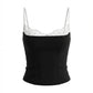 SOLACE  Black Lace Trim Cami Crop Top?