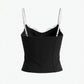 SOLACE  Black Lace Trim Cami Crop Top?