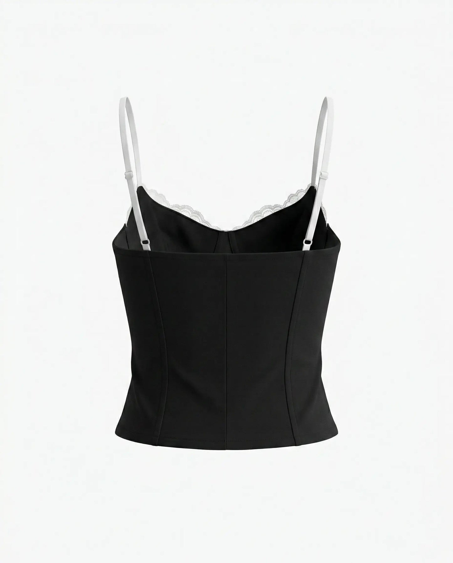 SOLACE  Black Lace Trim Cami Crop Top?