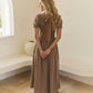 SOLACE  Brown Lace Crochet Detail Slim Fit Maxi Dress?