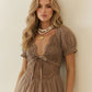 SOLACE  Brown Lace Crochet Detail Slim Fit Maxi Dress?