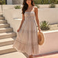 Light Grey Tiered Spaghetti Strap Smocked Waist Maxi Dress OMFORT