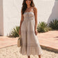 Light Grey Tiered Spaghetti Strap Smocked Waist Maxi Dress OMFORT