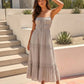 Light Grey Tiered Spaghetti Strap Smocked Waist Maxi Dress OMFORT