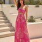Pink Geometric Print Halter Neck Cutout Maxi Dress OMFORT