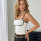 SOLACE  White Minimalist Contrast Trim Slim Fit Cropped Camisole Top?
