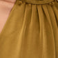 SOLACE  Olive Green Fringe Back Tie Satin Relaxed Regular Top?