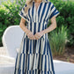Search Your Heart Navy Blue Striped Midi Dress OMFORT