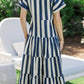 Search Your Heart Navy Blue Striped Midi Dress OMFORT