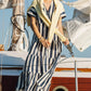Search Your Heart Navy Blue Striped Midi Dress OMFORT