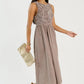 Smocked Gingham Midi, Brown OMFORT