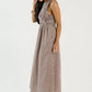 Smocked Gingham Midi, Brown OMFORT