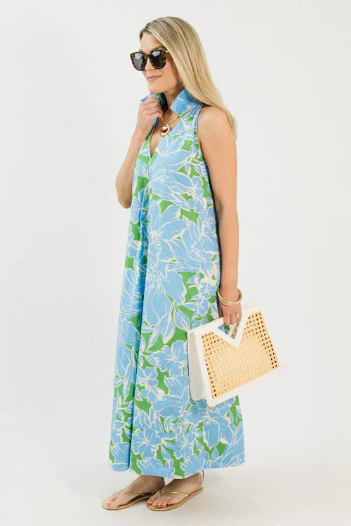 Solana Floral Maxi, Green/Blue OMFORT