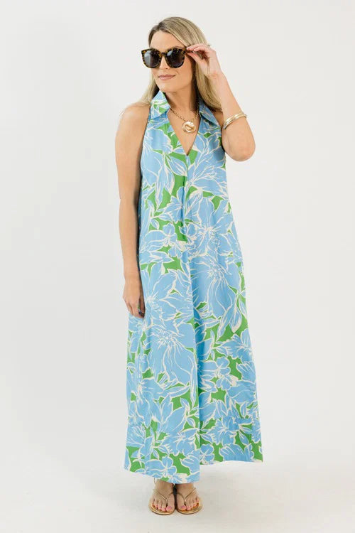 Solana Floral Maxi, Green/Blue OMFORT