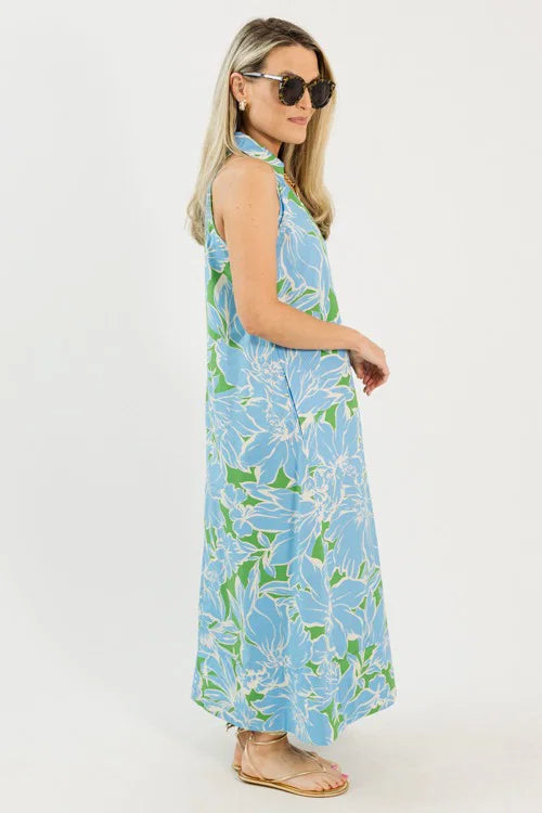 Solana Floral Maxi, Green/Blue OMFORT
