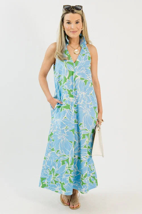 Solana Floral Maxi, Green/Blue OMFORT