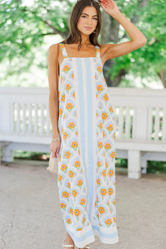 Something Special Blue Floral Midi Dress OMFORT