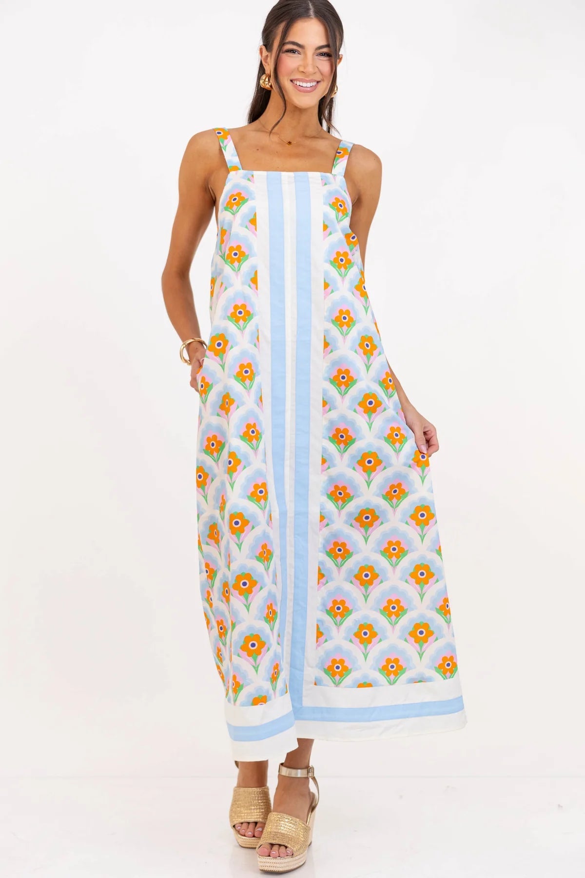 Something Special Blue Floral Midi Dress OMFORT
