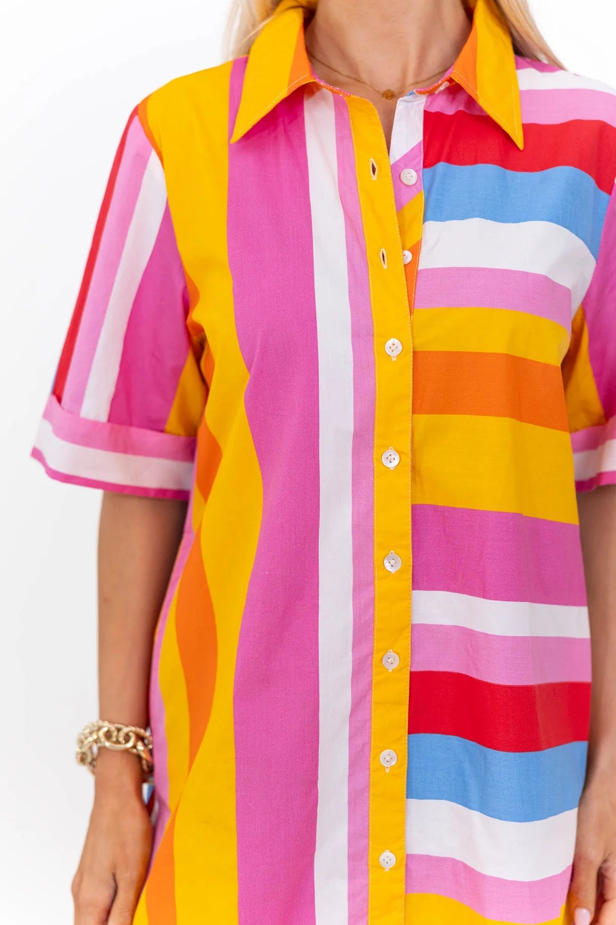 THML: Always Pulled Together Pink Striped Dress OMFORT