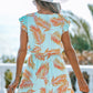 Teal & Orange Tropical Flutter Sleeve Romper OMFORT